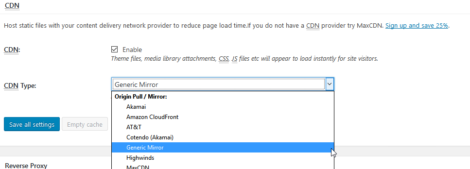 Enable CDN using wordpress