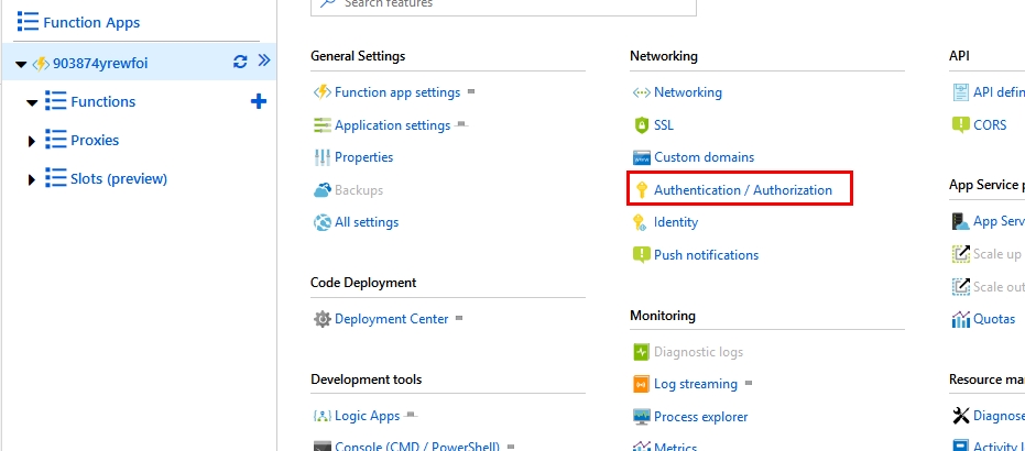 Enable azure ad authentication in azure function